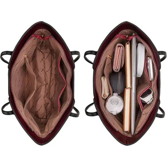 Women Dahila Red Imported Top zipper Top Handle Satchel Purses Handbags - Picture 6 of 6